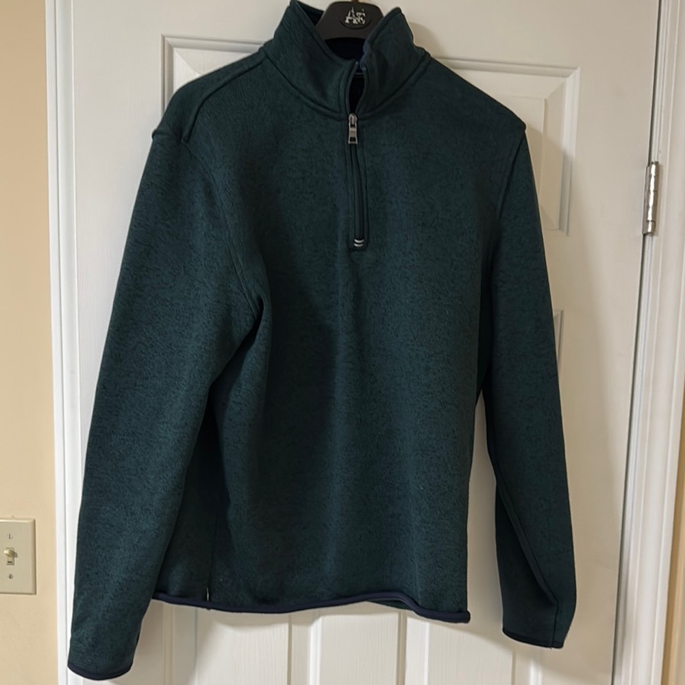 Nautica Green Zip Up Sweater High Collar Knit